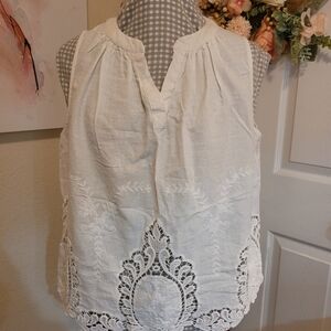 CYNTHIA ROWLEY Modern Lace Linen Top 1X